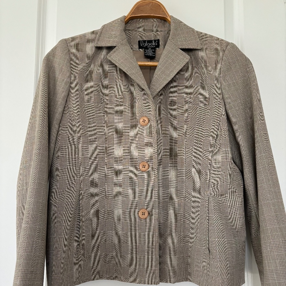 Tailored Business suit jacket; glen check plaid